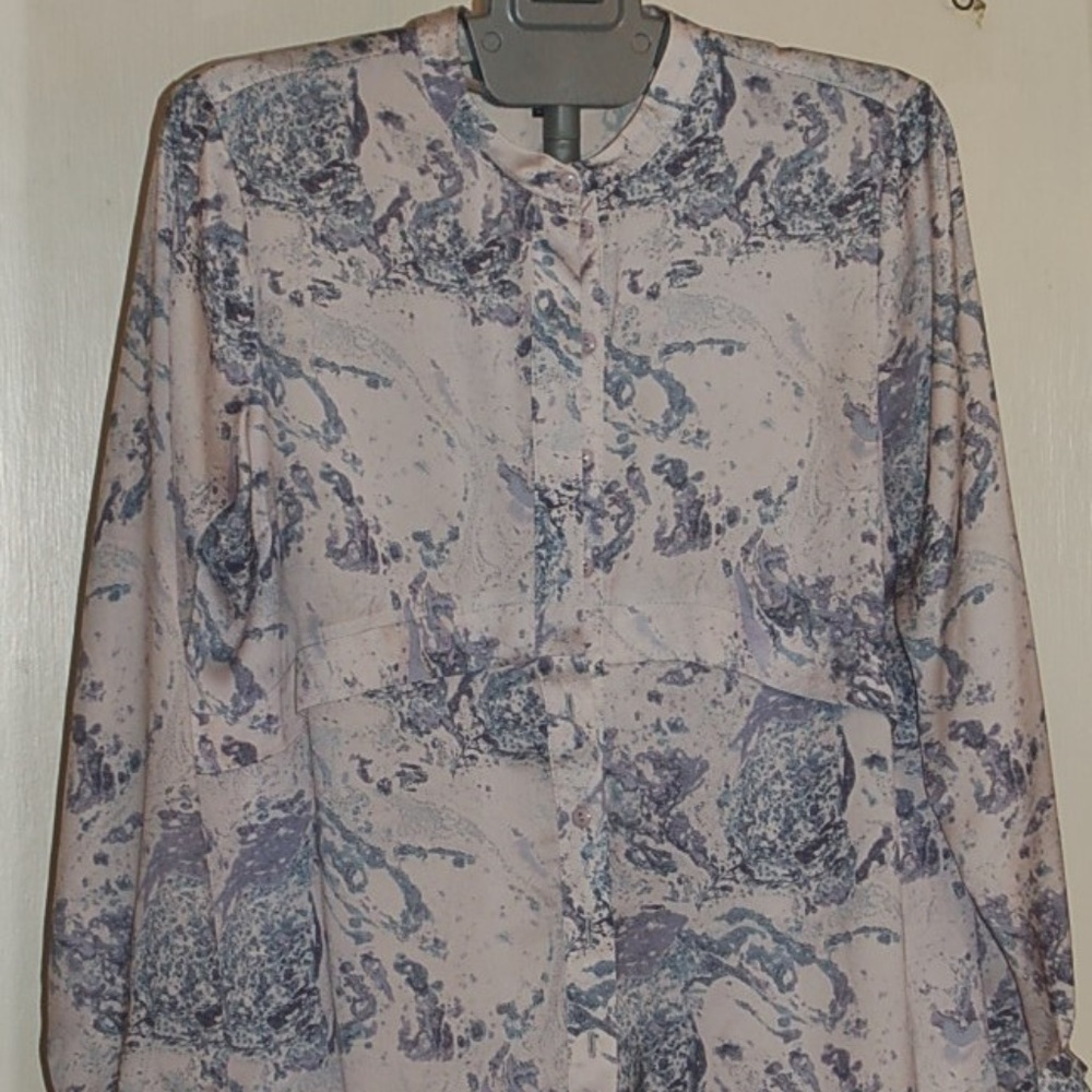 TOPSHOP Long Sleeve Multi-color Button Down Blouse